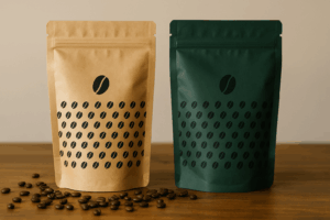 two custom coffee bags with print