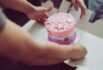 pink cake in a box
